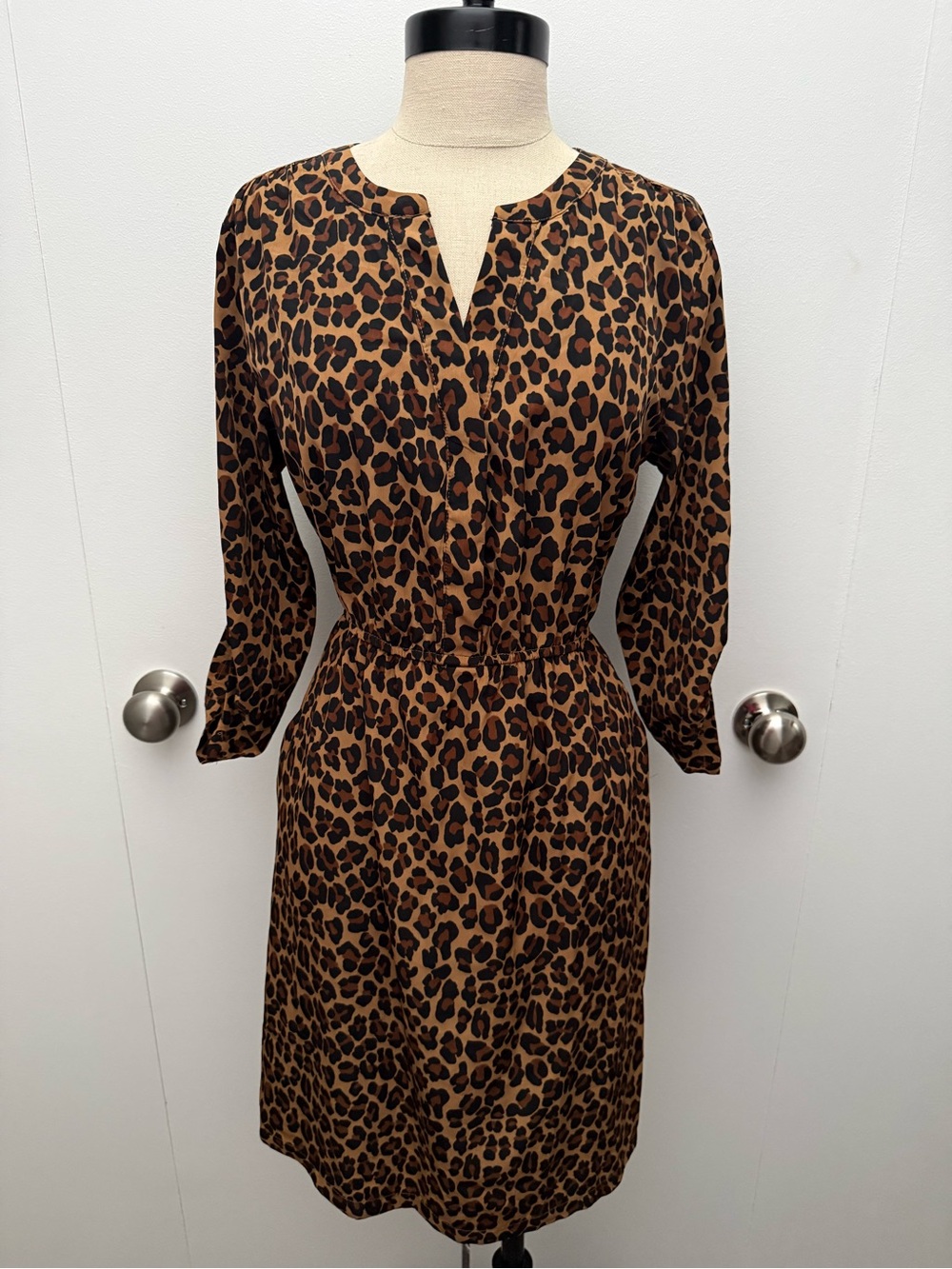 Old Navy Leopard Print Long Sleeve Dress - Brown/Black Medium